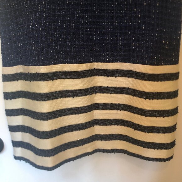 Boston Proper lined tweed shift dress--navy, off white, gold metallic sz 12 - Picture 6 of 13